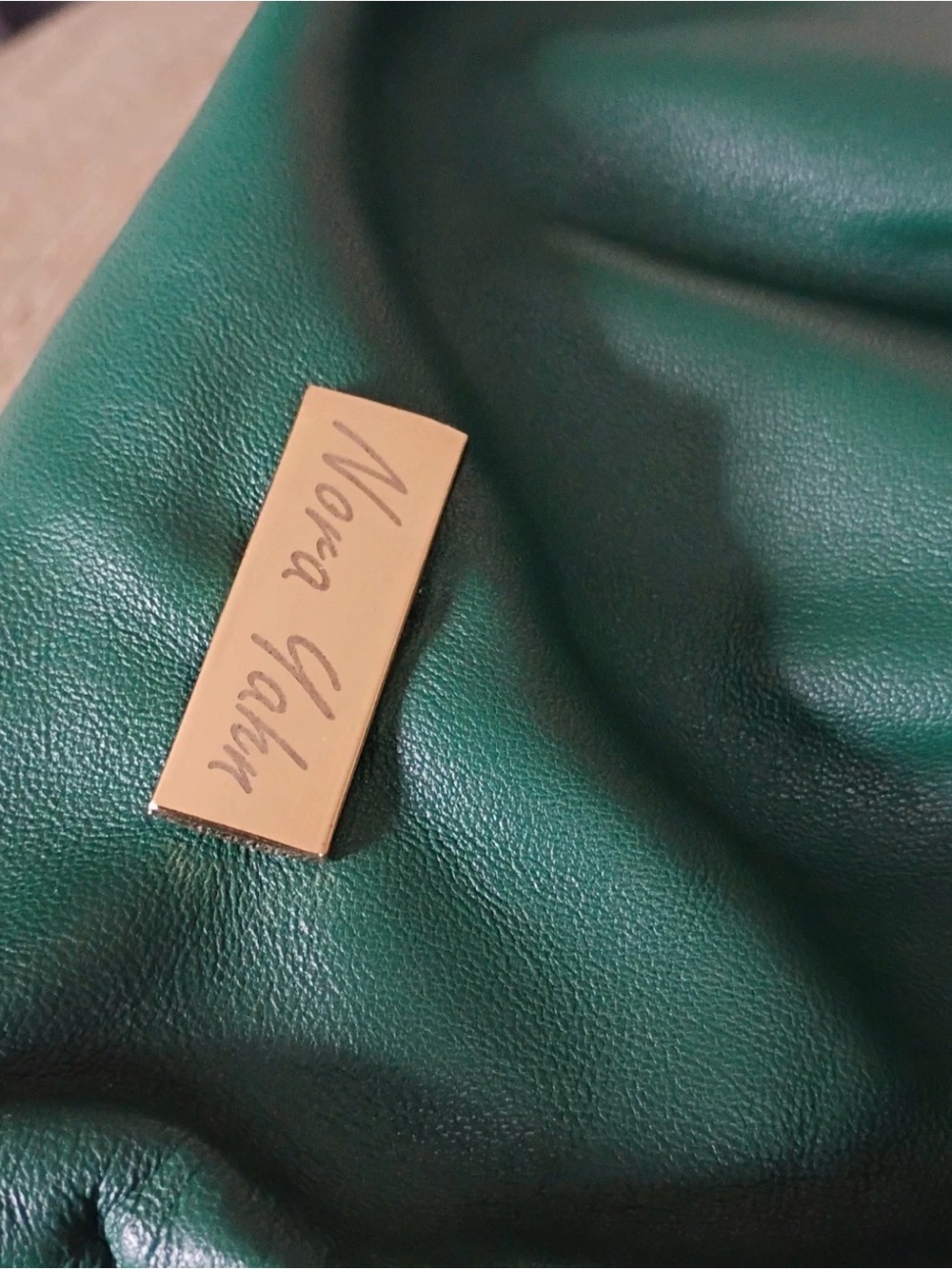 Green Ruched Hobo Bag leather by Nora Yahn - Picture 7 of 10
